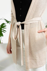 Hooded Wrap Cardigan - Almond