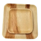 Dtocs Bamboo Look Compostable Palm Leaf Plate Dinnerware Square Combo (50 Pcs) | 10 Inch Dinner Plates (25) & 7 Inch Dessert Plates (25)