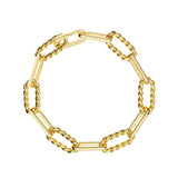 The Lilly Twisted Cable Link Gold Chain Bracelet is one of our most versatile pieces with a combination of plain and twisted links that can be attached to the matching necklace or other bracelets to make a longer version. You can also customize your bracelet by adding any of our charms. The bracelet was designed by our competition winner earlier this year.