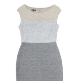 ESCADA Pencil Dress Grey Colourblock Wool Sleeveless Midi Womens UK 6