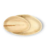Dtocs Bamboo Look Compostable Palm Leaf Plate Dinnerware Oval Combo (50 Pcs) | 10x6 Inch (25 Pcs) & 5x7 Inch (25 Pcs)