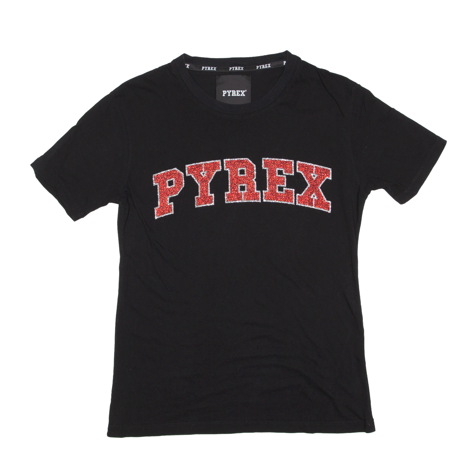 Nominering Spændende Maiden PYREX Glitter T-Shirt Black Roll Neck Short Sleeve Womens XS – Cerqular