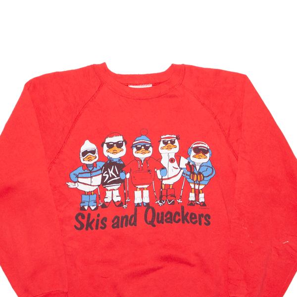 BASSETT-WALKER Skis and Quackers Duck 1987 Red Sweatshirt Womens M