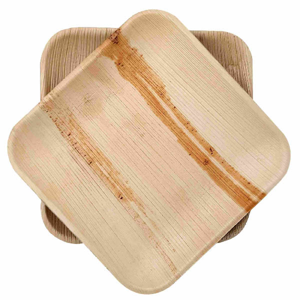 Dtocs Palm Leaf Plates 10 Square Dinner Plate Set - Pack 50 - Brown