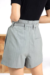 Paperbag High-Waist Short - Grey Stripe