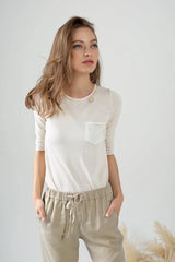 TMR Patch Pocket Embroidered Top - Shell