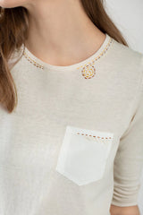 TMR Patch Pocket Embroidered Top - Shell