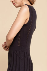 Pointelle Midi Dress - Midnight