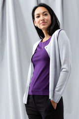Roll-Edge Sweater Tee - Purple