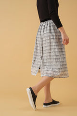 Buttoned Midi Skirt - Black & White Print