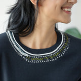 TMR Relaxed Embroidered Top - Midnight