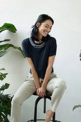 TMR Relaxed Embroidered Top - Midnight
