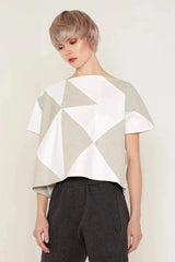 Rhea Top (White and Beige)
