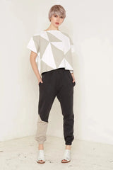 Rhea Top (White and Beige)