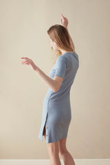 Ribbed Lounge Dress - Washed Denim (classic)