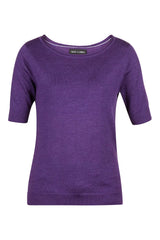Roll-Edge Sweater Tee - Purple
