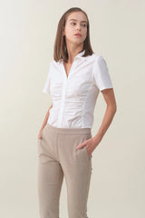 Slim Ruched Shirt - White