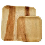 Dtocs Bamboo Look Compostable Palm Leaf Plate Dinnerware Square Combo (50 Pcs) | 10 Inch Dinner Plates (25) & 7 Inch Dessert Plates (25)