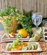 Dtocs Compostable Palm Leaf Plate - 5x8 Inch Rectangle | Bamboo Look Compostable Eco-friendly Disposable Snack, Cheese, Mini-meal Party Plate