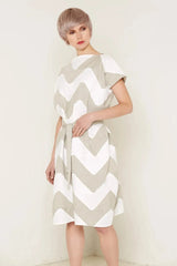 Venus Dress (White and Beige)