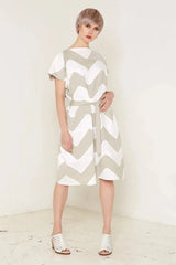 Venus Dress (White and Beige)