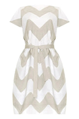 Venus Dress (White and Beige)