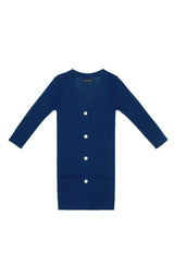 Long V-neck Cardigan - Marine