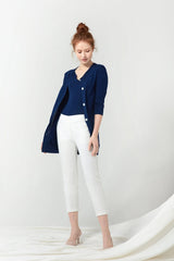 Long V-neck Cardigan - Marine