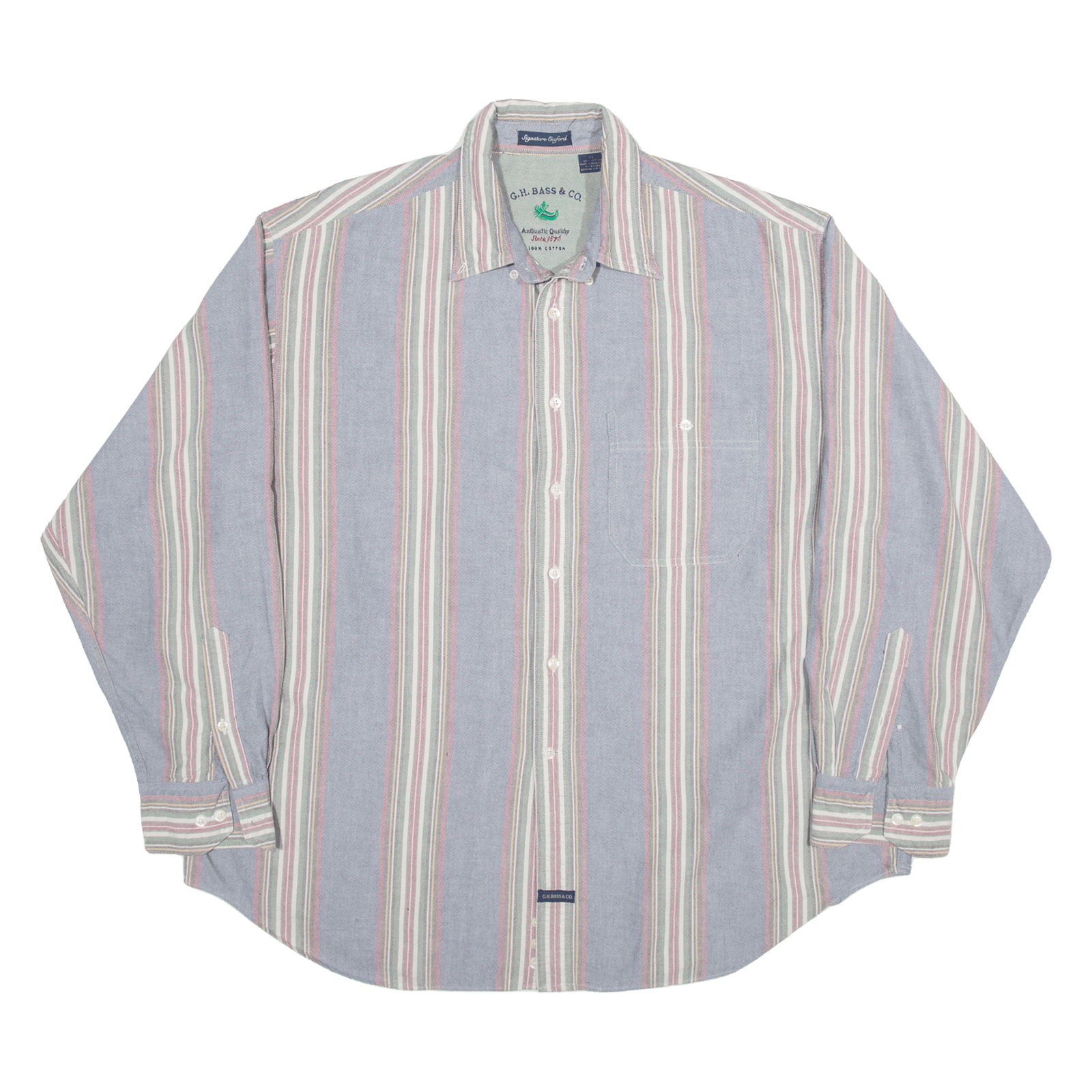 G. H. Bass Shirt Blue Striped Long Sleeve Mens XL