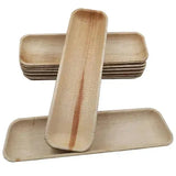 Dtocs Palm Leaf Disposable Sushi, BBQ Platter Tray 13"x4" (Pack 25) | Bamboo Look Party Platters