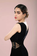 Anais Black Velvet Sheath Dress