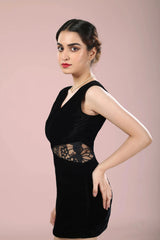 Anais Black Velvet Sheath Dress