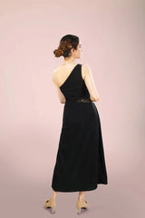 One Shoulder Black Annette Gown