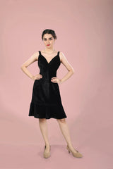 Celeste Velvet Flounce Dress