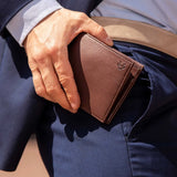 Coin Wallet in Chestnut Brown with Blue