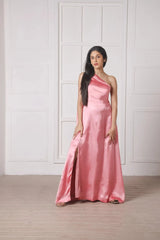 One Shoulder Satin Gown