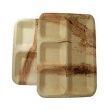 Dtocs Compartment Plate - Palm Leaf Plate 11x9 Inch (Pack 50) | Bamboo Plate like Portion Plate - USDA Certified Biobased Lunch Plates