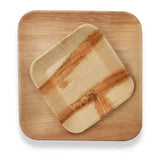 Dtocs Bamboo Look Compostable Palm Leaf Plate Dinnerware Square Combo (50 Pcs) | 10 Inch Dinner Plates (25) & 7 Inch Dessert Plates (25)