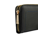 Wilton Zipped Purse Wallet in Black & Cobalt Blue