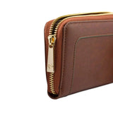 Wilton Zipped Purse Wallet in Rust & Emerald