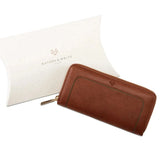 Wilton Zipped Purse Wallet in Rust & Emerald