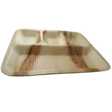 Dtocs Compartment Plate - Palm Leaf Plate 11x9 Inch (Pack 50) | Bamboo Plate like Portion Plate - USDA Certified Biobased Lunch Plates