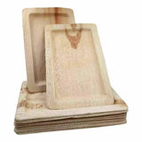 Dtocs Bamboo Look Palm Leaf Plate Platter Tray - Rectangle - 7x11 Inch (Pack 50) | USDA Certified Biobased, Compostable Disposable Party Plates