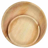 Dtocs Bamboo Look Compostable Palm Leaf Plate Dinnerware Round Combo (50 Pcs) | 10 Inch Dinner Plates (25) & 7 Inch Dessert Plates (25)