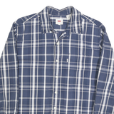 LEVI'S Mens Blue & White Check Shirt M Cotton Blend Casual Long Sleeve