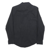TOMMY HILFIGER Mens Black Cotton Blend Regular Fit M Shirt Button Collar Casual