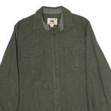 GRIZZLY BEAR Mens Green Cotton Shirt L Button Pocket Casual Style