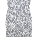 CALVIN KLEIN Womens Grey & White Animal Print Sheath Polyester Blend Sleeveless