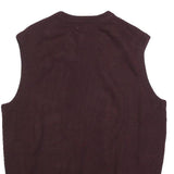 DOCKERS Mens Maroon & Grey Argyle Pattern Pullover V-Neck Acrylic Jumper M