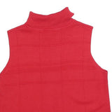CHRISTOPHER & BANKS Womens Red Plain Sleeveless Roll Neck Basic Knit L
